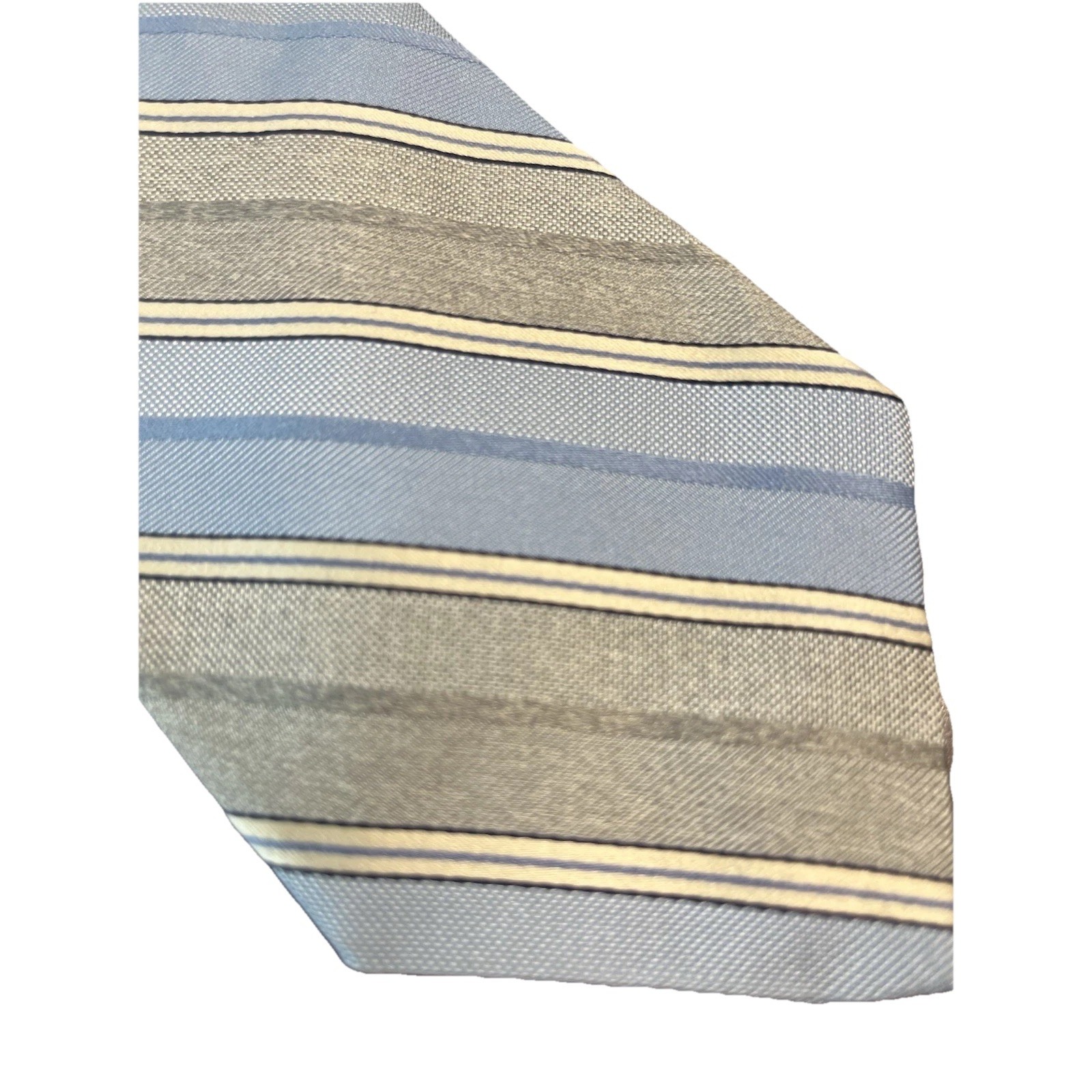 Brooks Brothers Makers Merchant Silk Usa Made Tie Gray Blue Striped 58 X 325